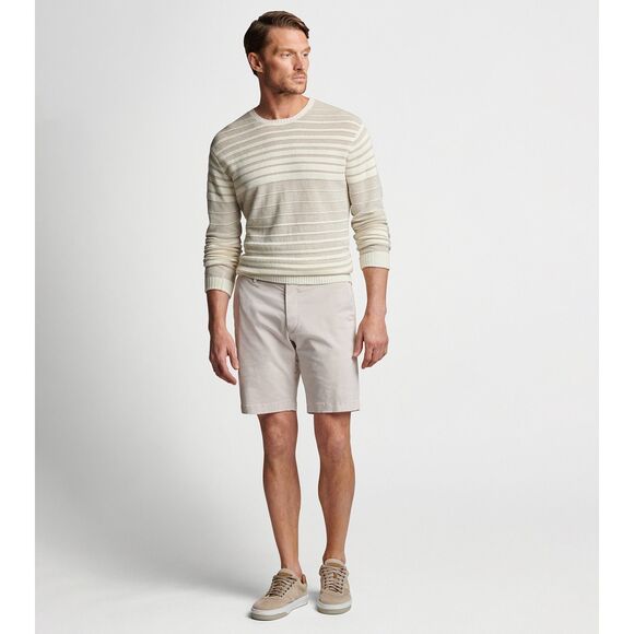 PETER MILLAR Mens Sweater Small Cream Pullover MIDI STRIPED CREW Linen Wool $350 - Picture 2 of 10